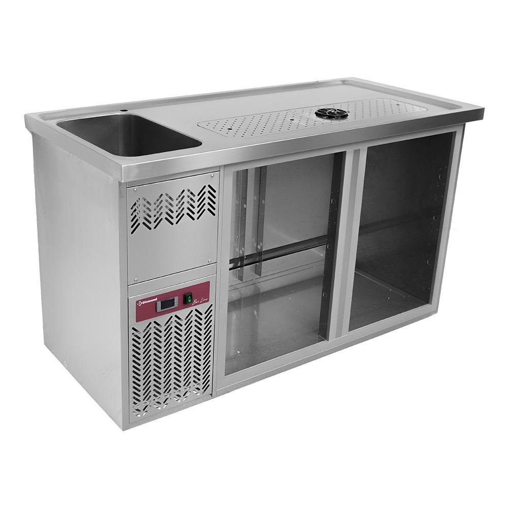 KBR/21G | Comptoir bar 2 compartiments, égoutoir+grille, 1 cuve à gauche.