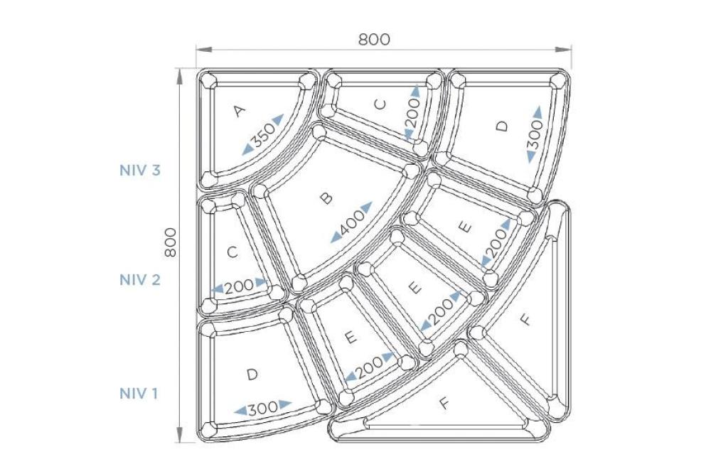 LPK-1811-020 | KIT PETALE - 11 PLATEAUS 80MM 800X800MM