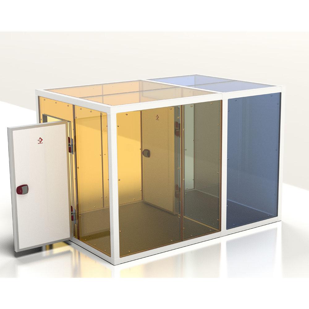 C2010/XBF-COMBI | Combi koelkamer ISO 100, binnen afmetingen 2230 x 2630 & 2230 x 1230 xh 2230 mm  (13,08 + 6,12 m³)