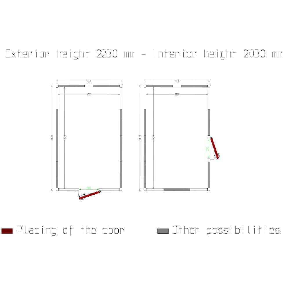 C2910/XBF | Chambre ISO 100, dim.int. 2830 x 4630 xh 2230 mm  (29,22 m³)