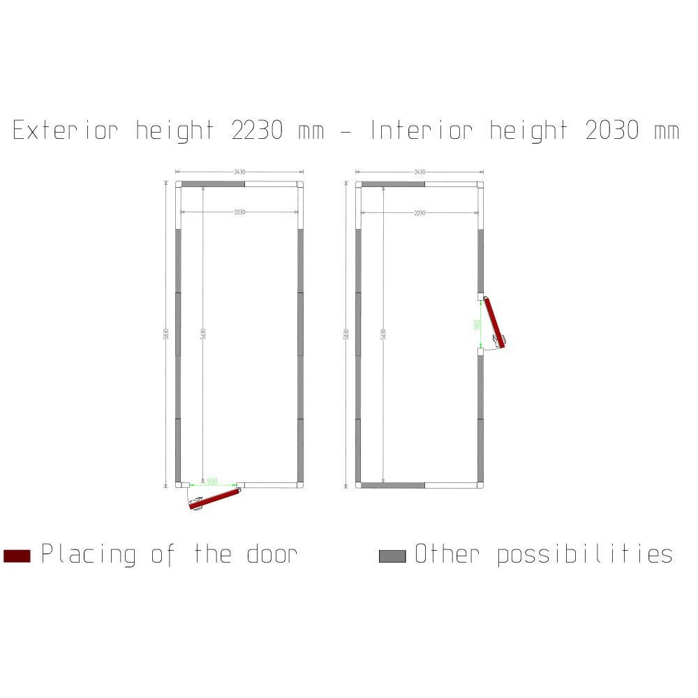 C3010/XBF | Chambre ISO 100, dim.int. 2230 x 5630 xh 2230 mm  (28 m³)