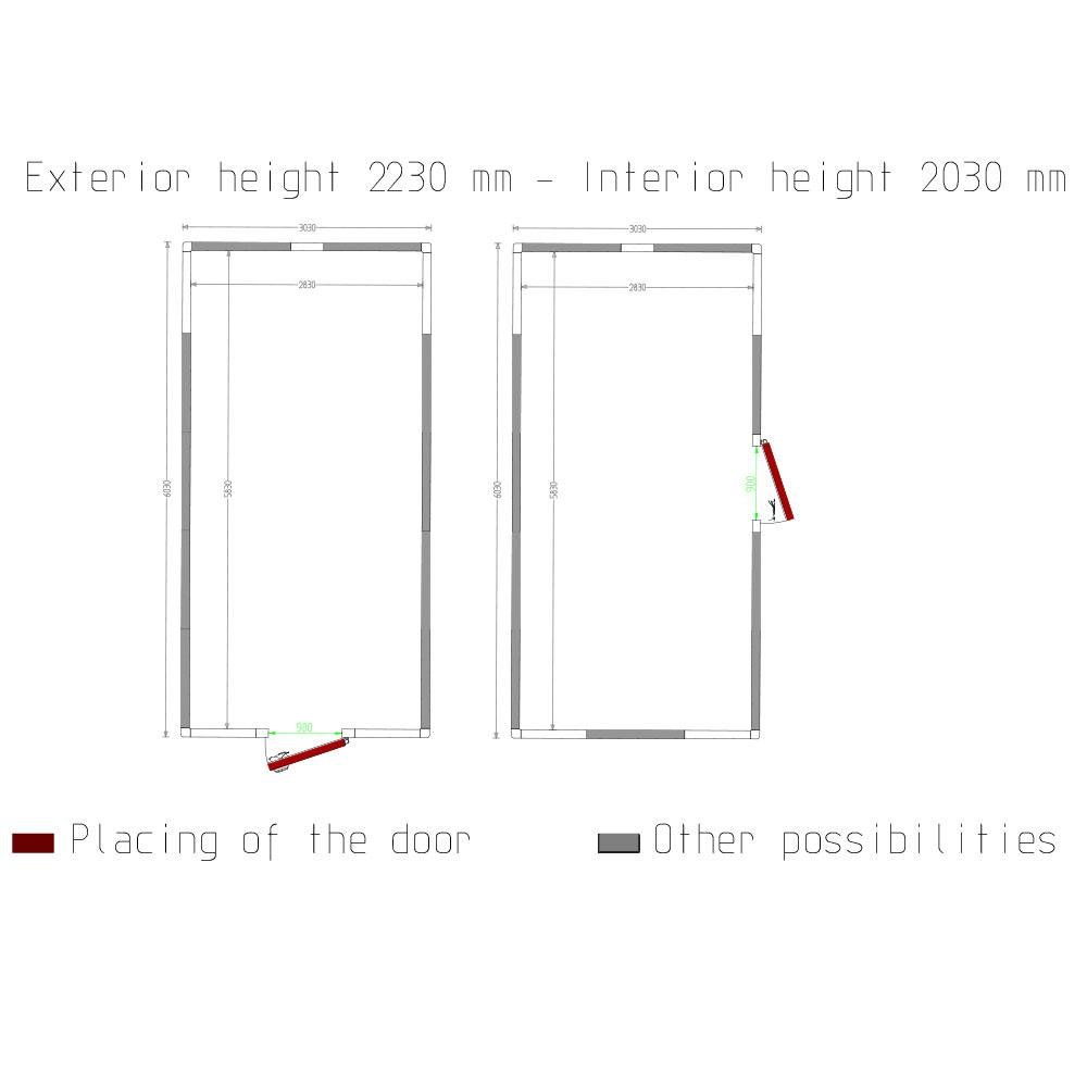 C3810/XBF | Chambre ISO 100, dim.int. 2830 x 5830 xh 2230 mm  (36,79 m³)