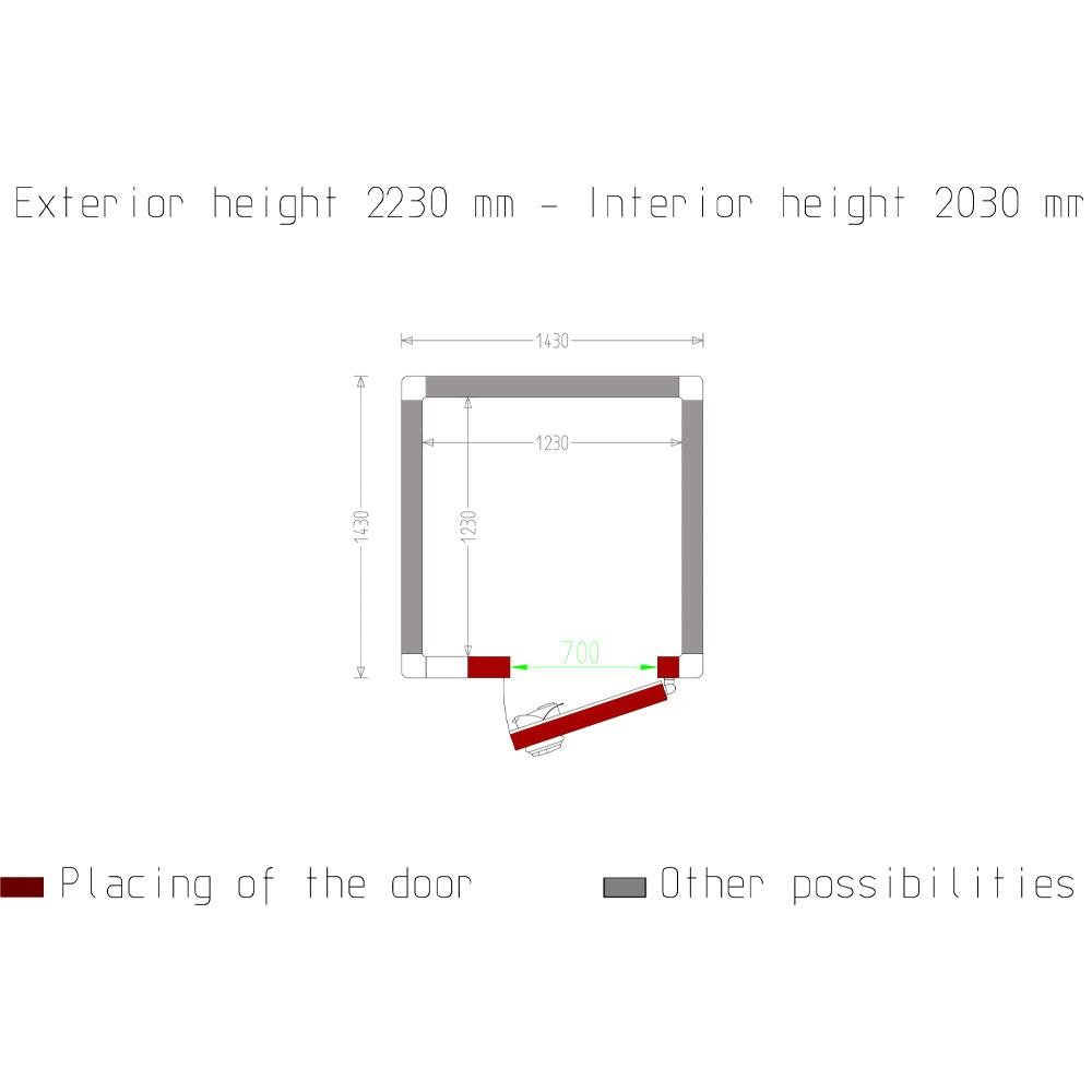 C35A/10BF | Chambre ISO 100, dim. int. 1230 x 1230 xh 2030 mm  (3,07 m³)