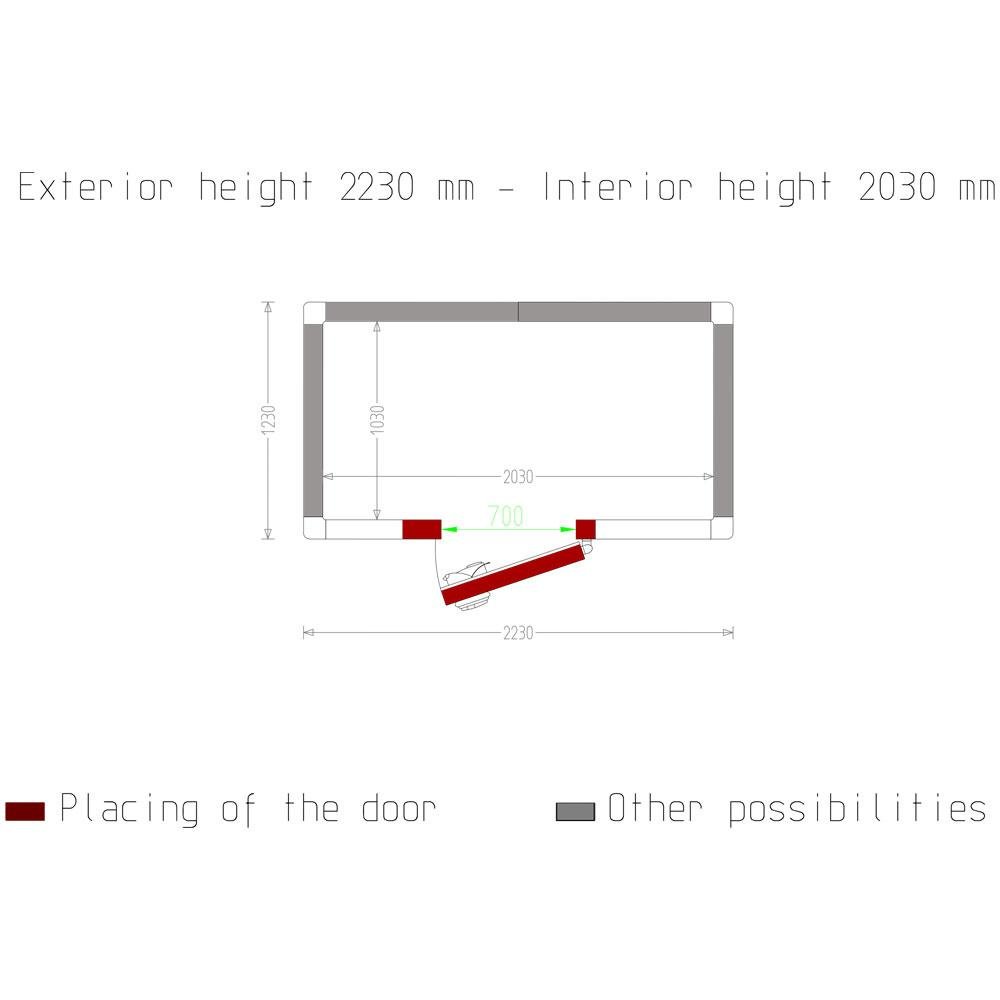C43B/10BF | Kamer ISO 100, afm. int. 2030 x 1030 xh 2030 mm  (4,24  m³)