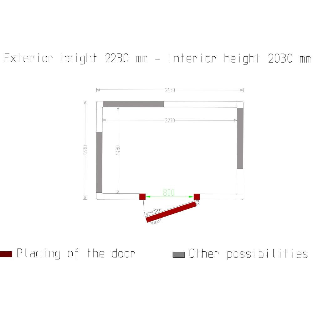 C67B/10BF | Chambre ISO 100, dim. int. 2230 x 1430 xh 2030 mm  (6,47  m³)