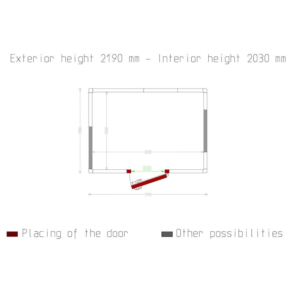 C101A/BF | Chambre ISO 80, dim. int. 2630 x 1830 xh 2030 mm  (9,77 m³)