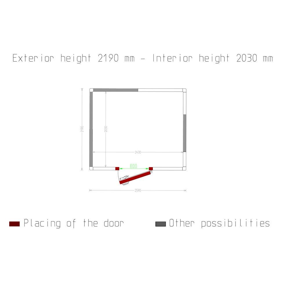 C103A/BF | Chambre ISO 80, dim. int. 2430 x 2030 xh 2030 mm  (10,01 m³)