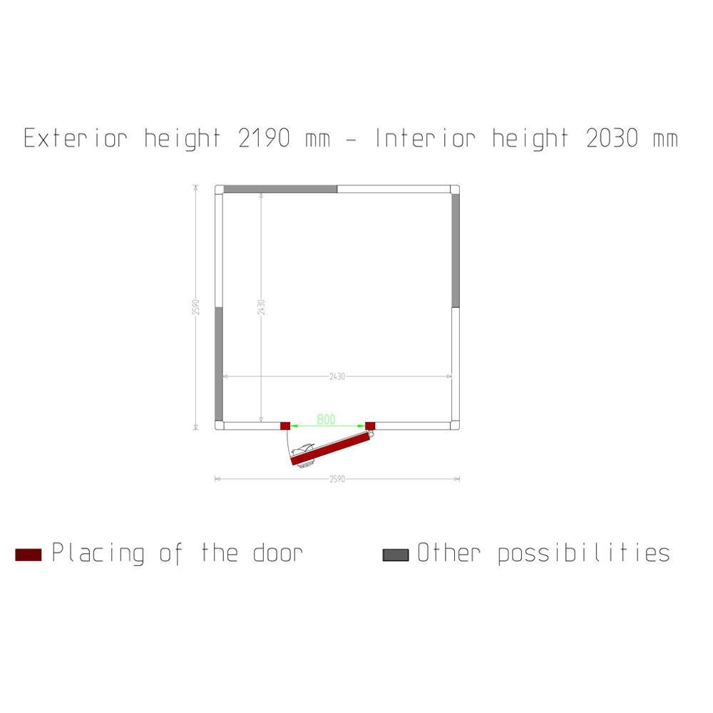 C118A/BF | Chambre ISO 80, dim. int. 2430 x 2430 xh 2030 mm  (11,99 m³)