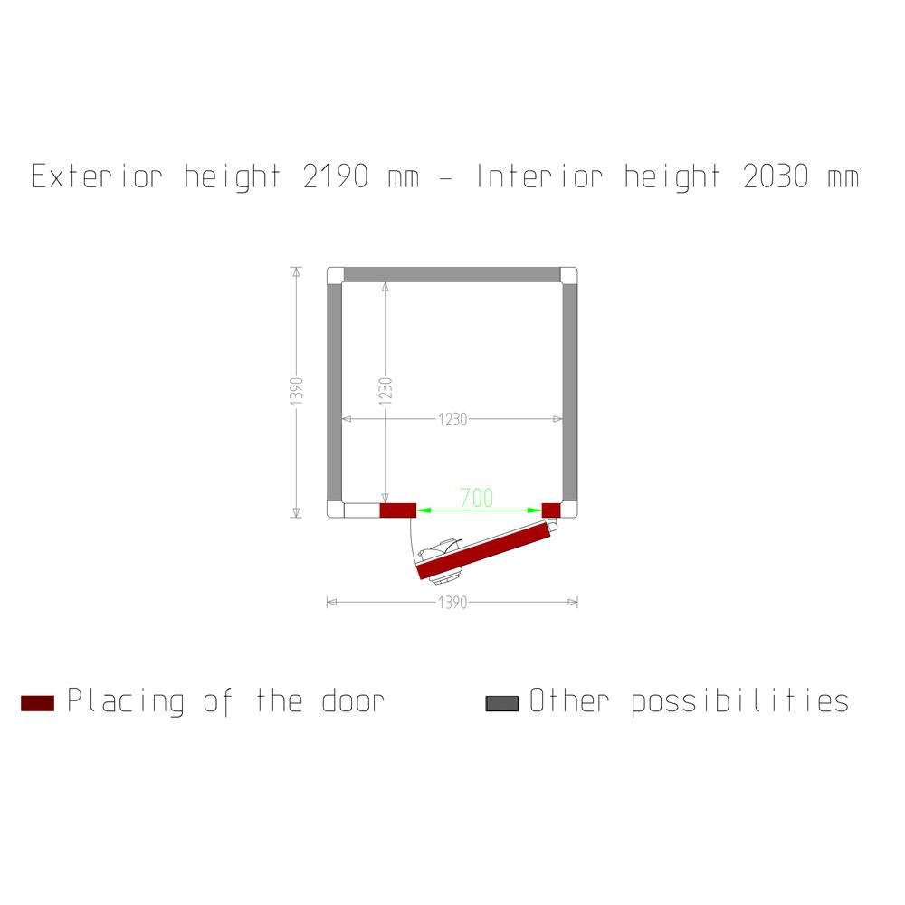 C35A/BF | Kamer ISO 80, afm. int. 1230 x 1230 xh 2030 mm  (3,07 m³)
