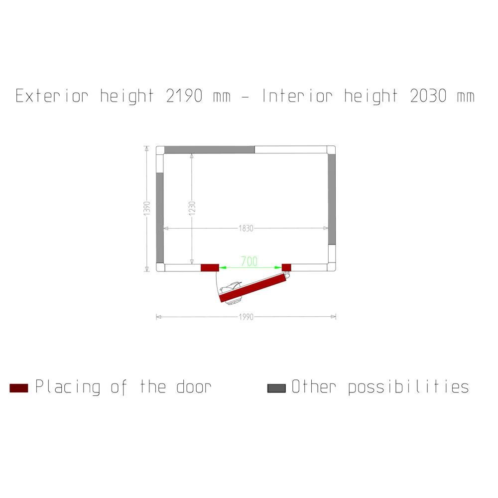 C48B/BF | Chambre ISO 80, dim. int. 1830 x 1230 xh 2030 mm  (4,57 m³)