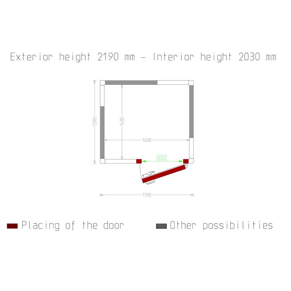 C50A/BF | Chambre ISO 80, dim. int. 1630 x 1430 xh 2030 mm  (4,73 m³)
