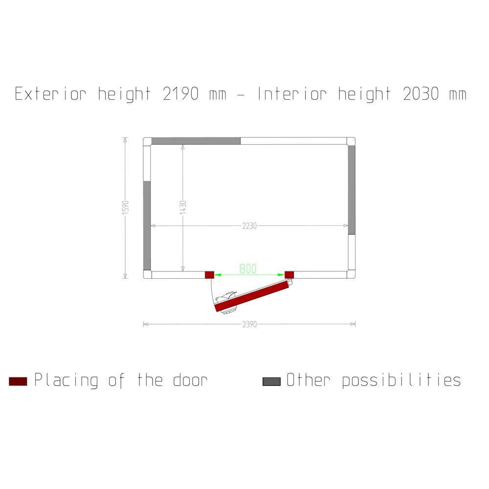 C67B/BF | Chambre ISO 80, dim. int. 2230 x 1430 xh 2030 mm  (6,47 m³)