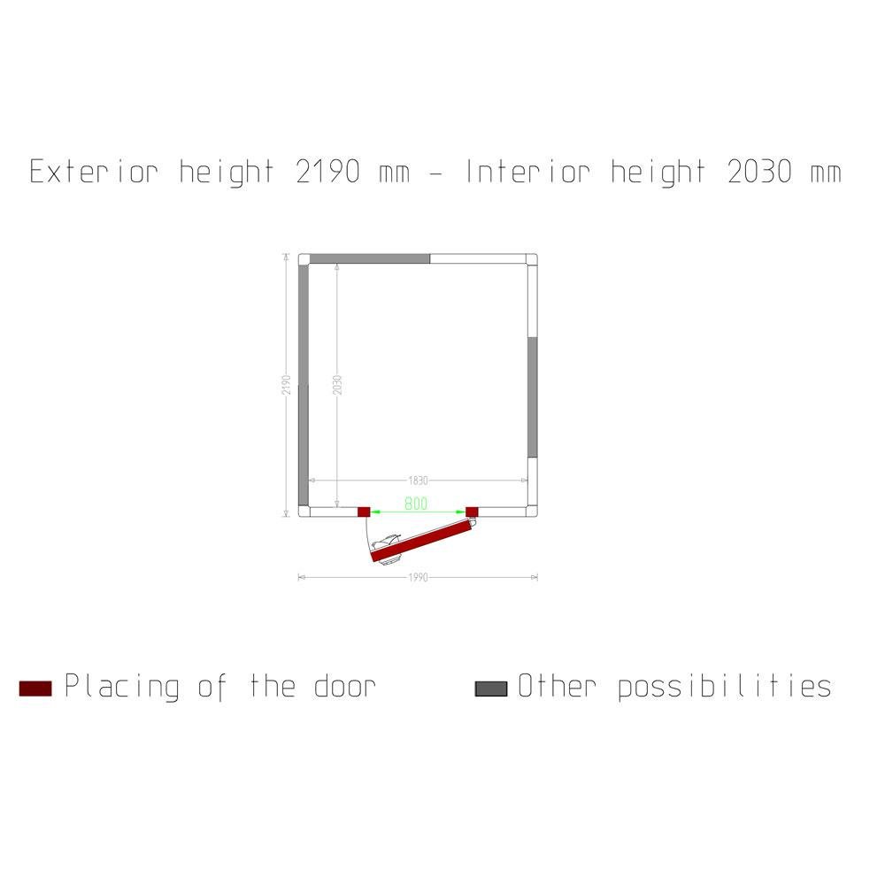 C80A/BF | Kamer ISO 80, afm. int. 2030 x 1830 xh 2030 mm  (7,54 m³)
