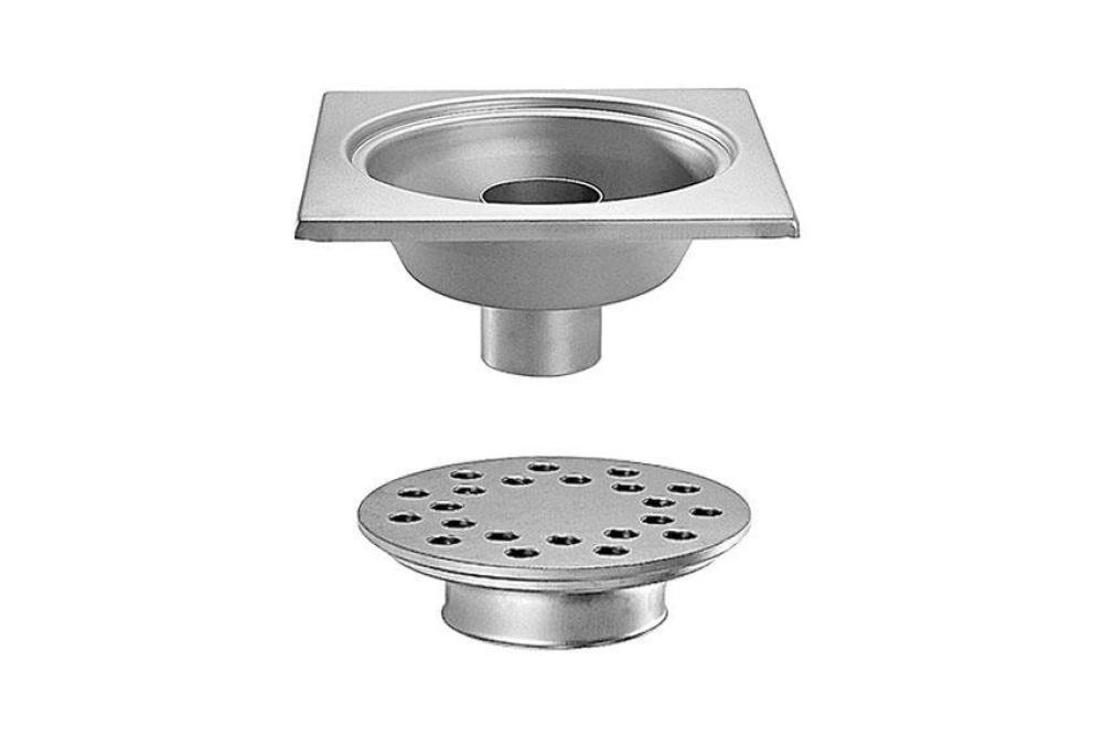 FMC-5108-000 | RVS VLOERAFVOERPUT 300X300MM VERTICALE AFVOER 100MM - ZWARE BELASTING