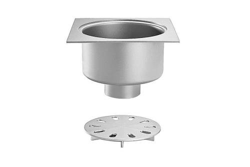 FMC-5130-000 | RVS VLOERAFVOERPUT 350X350MM VERTICALE AFVOER 125MM - ZWARE BELASTING