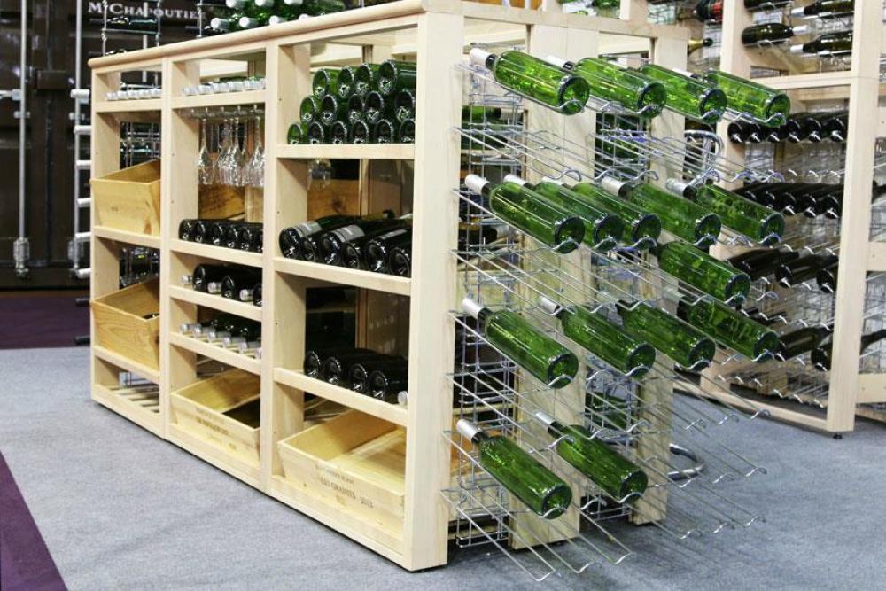 VSR-4220-845 | WIJNREK HOUT MET VERCHROOMDE NIVEAUS VISIOBOIS - 8 MH2 NIVEAUS - 16 MAGNUMS