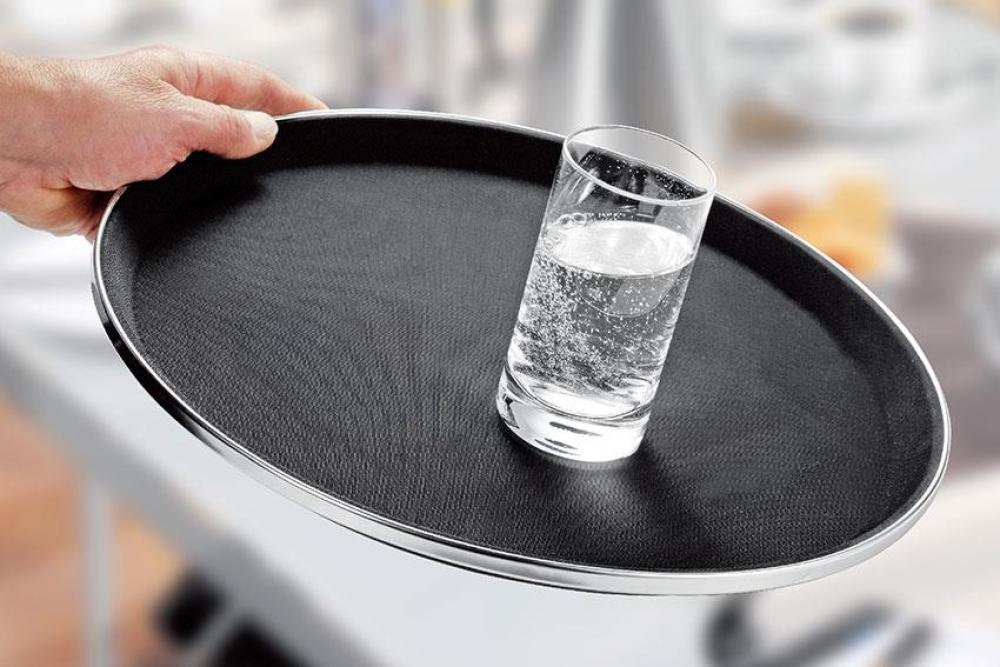 TRL-5410-020 | ROND ANTISLIP DIENBLAD MET INOX RING GLASVEZEL - Ø410MM