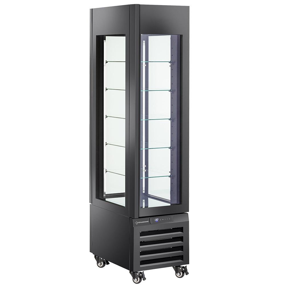 MAX/305-PB | FULL Vitrine 260 Lt., 5 glazen niveaus, geventileerd - PASTRY - ZWART