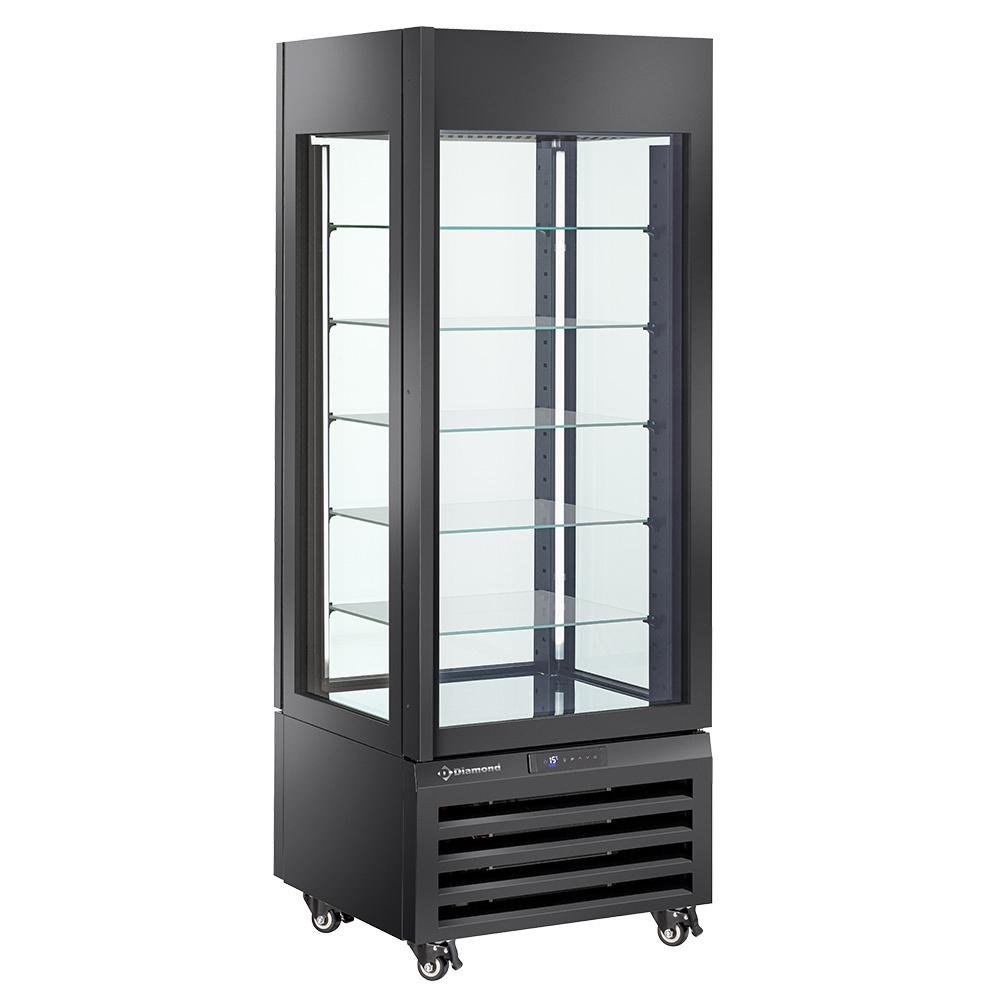 MAX/507-CB | FULL glazen vitrine" 440 liter, 5 glazen niveaus, geventileerd -CHOCOLATE -  ZWART