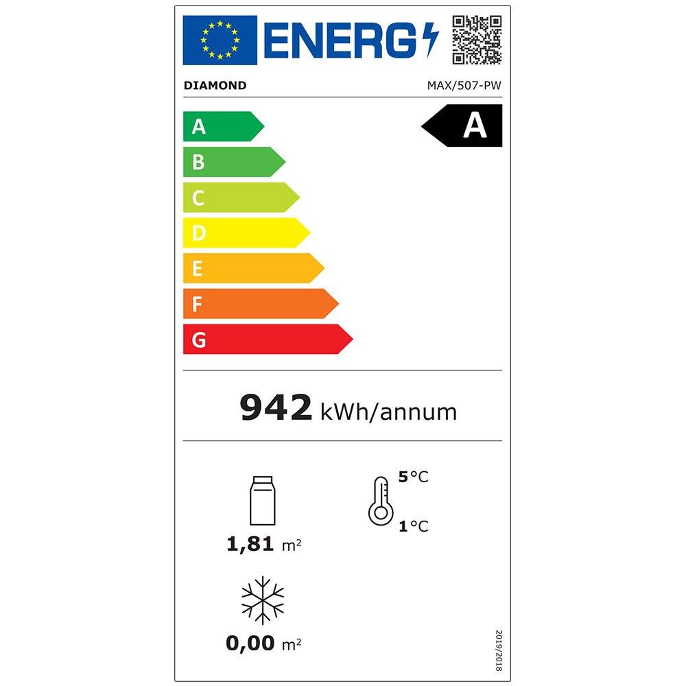 MAX/507-PW | Vitrine "FULL vitrée" 440 Lt., 5 niveaux en verre, ventilée - PASTRY - BLANC