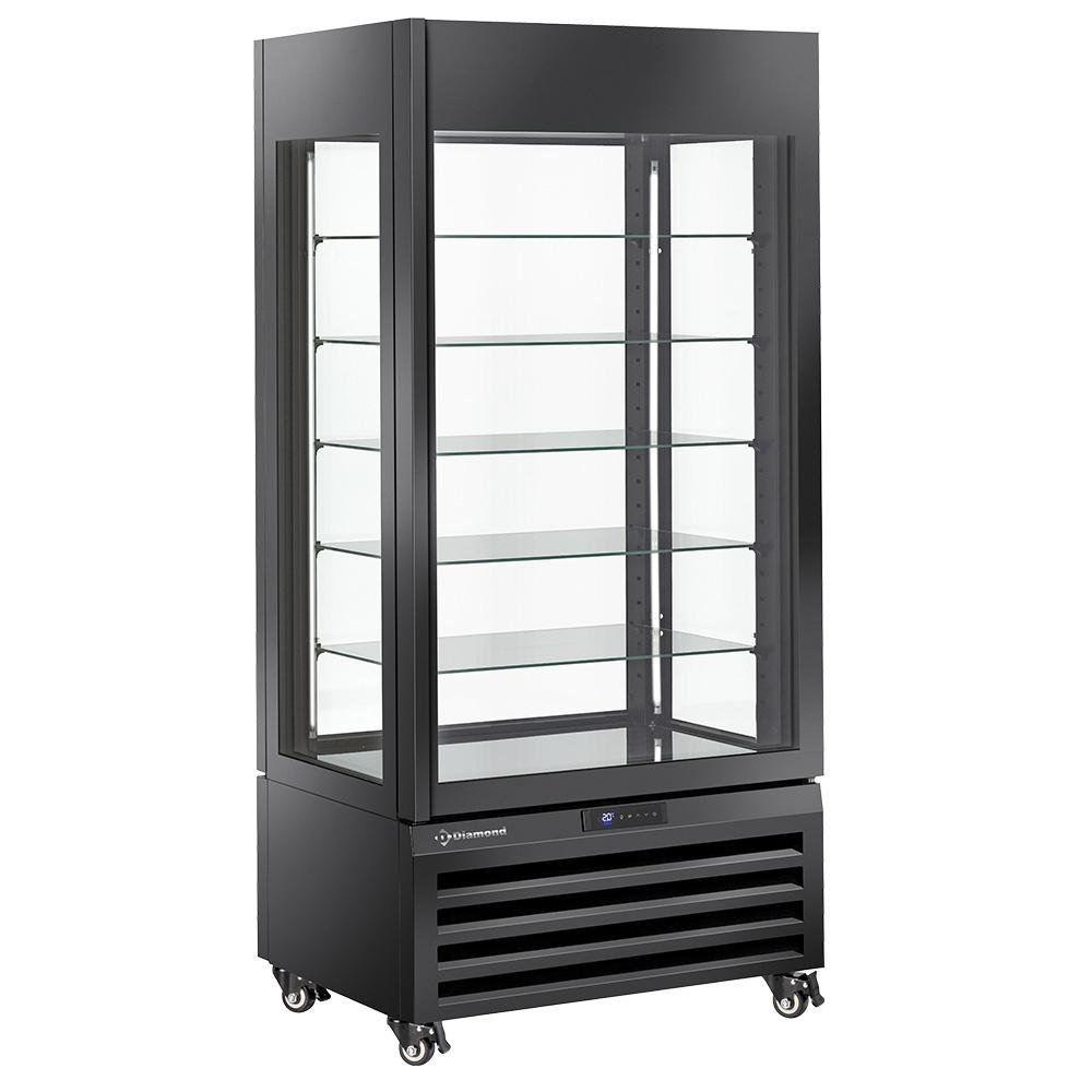 MAX/609-BB | Vitrine "FULL vitrée" 600 Lt., 5 niveaux en verre, ventilée - ICE CREAM & PASTRY - NOIR