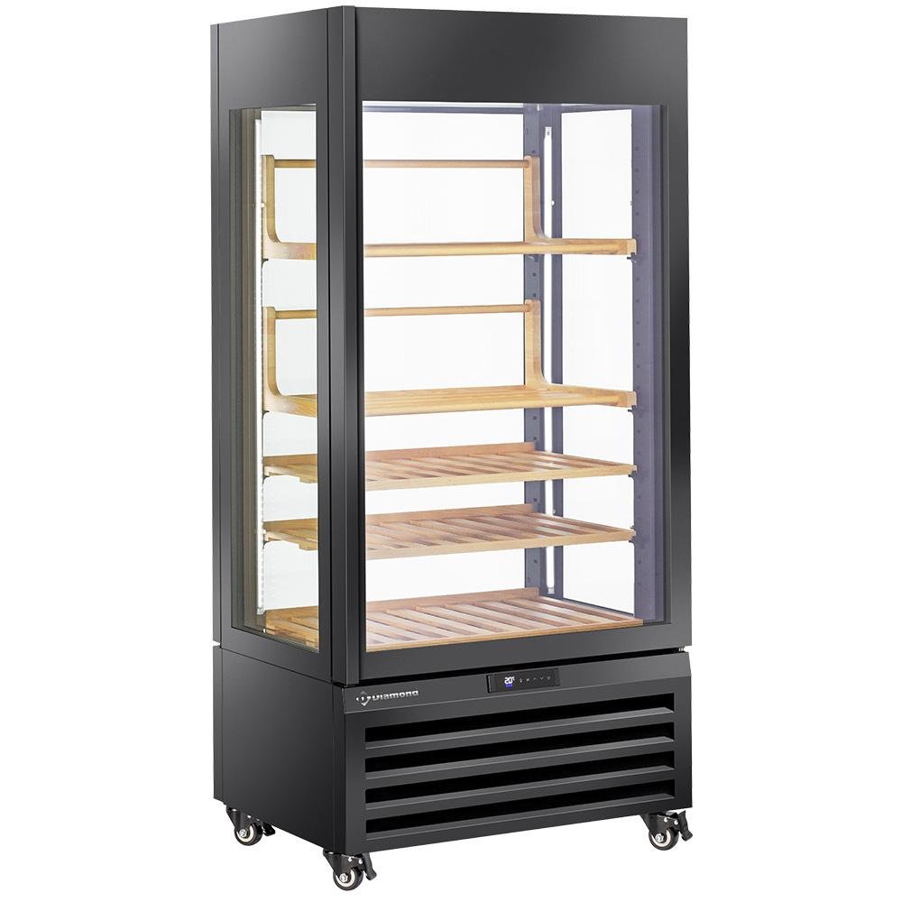 MAX/609-VB2 | FULL glazen vitrine" 600 liter, 1 niveau + 4 planken, geventileerd - WINE - ZWART
