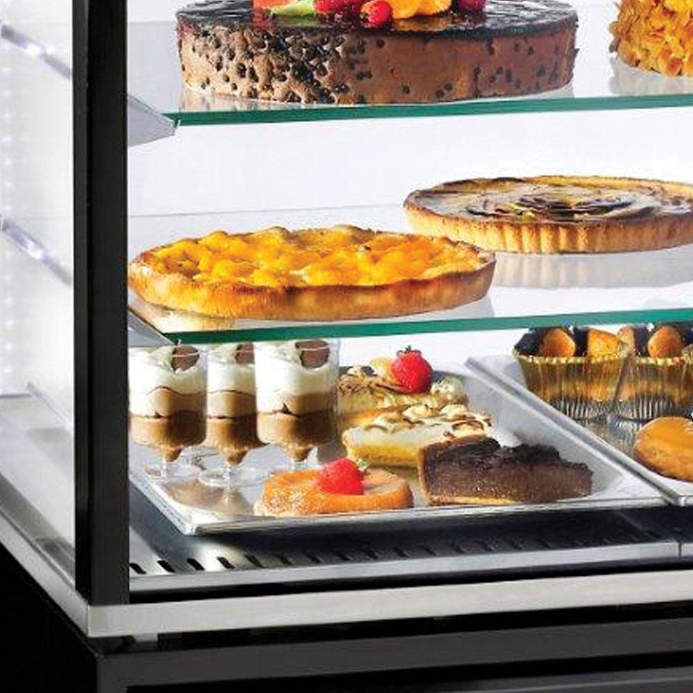 INN/VB-W5-R2 | Vitrine 4 zijden T° negatief, 5 niveaus in glas, geventileerd, 480 Lit., WIT