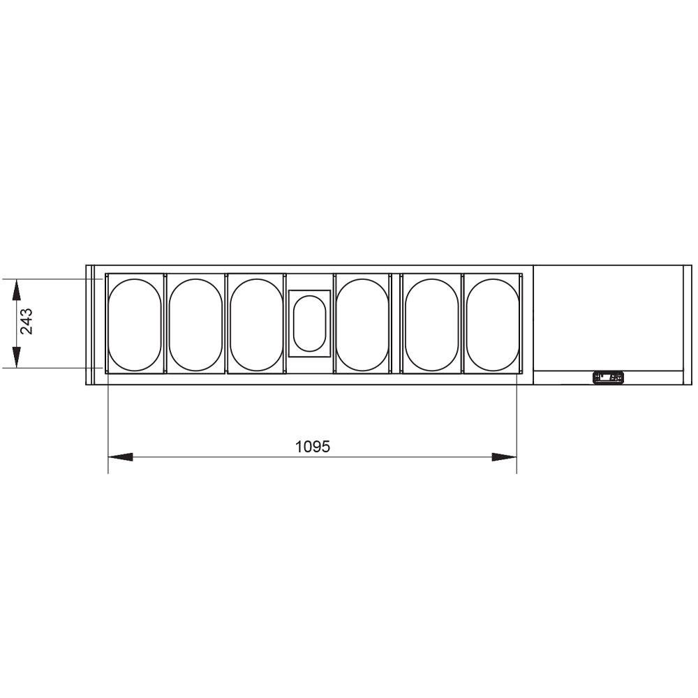 SX160G/PP9 | Gekoelde structuur GN 6x1/4, 1x1/9,  met rechte ruit