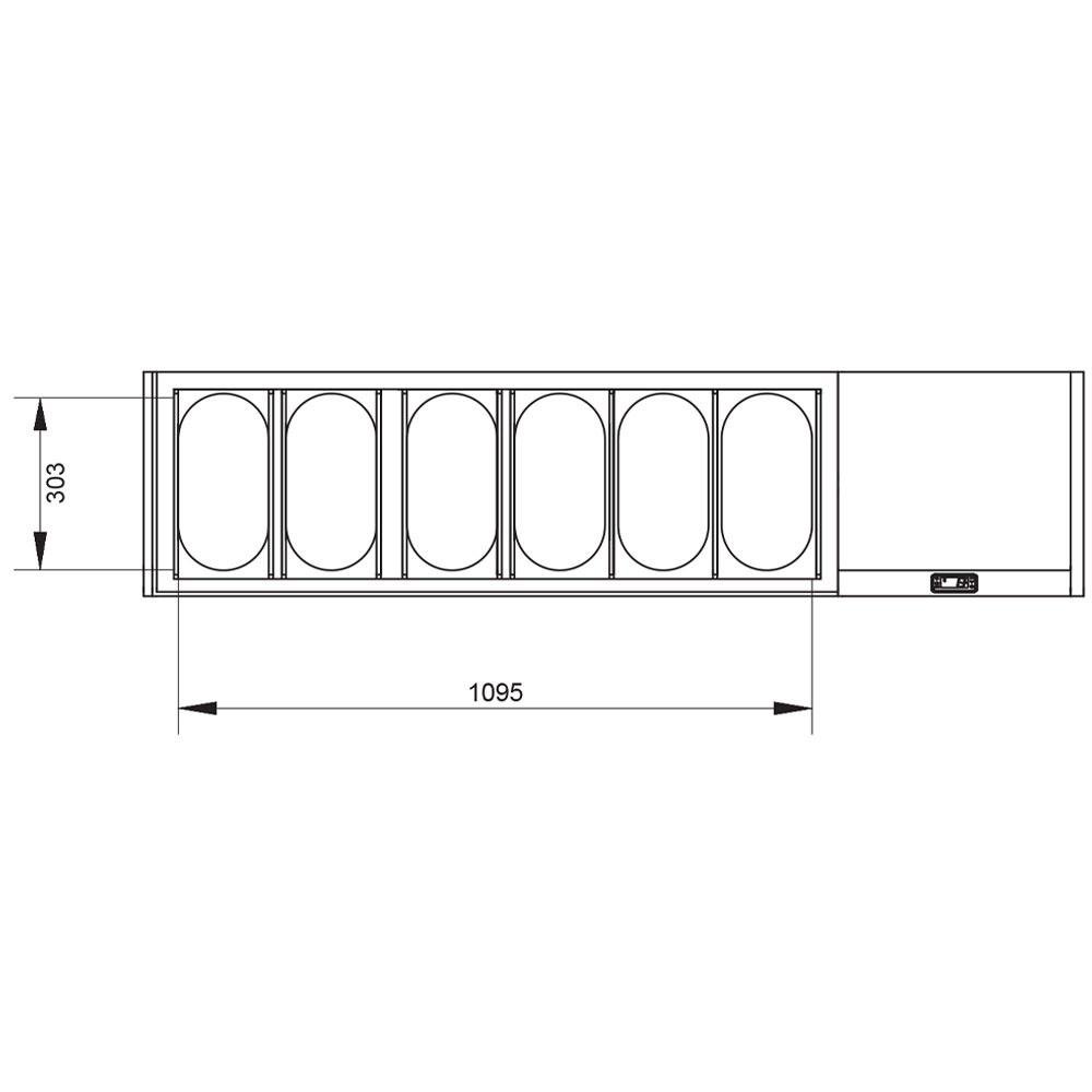 SY160G/PP9 | Gekoelde structuur GN 6x1/3, met rechte ruit