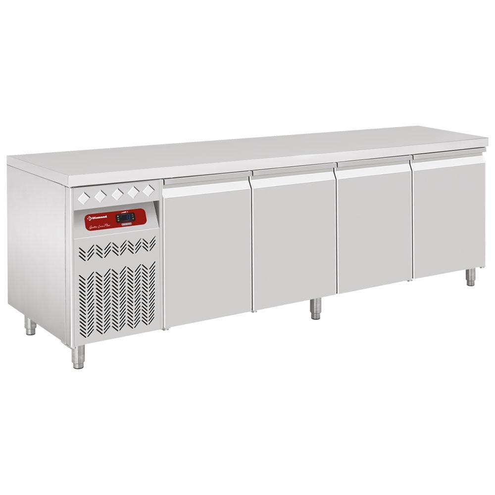 DT224/P9AGX | Geventileerde koeltafel "muraal", 4 deuren GN 1/1, 550 Lit. groep aan linkerkant