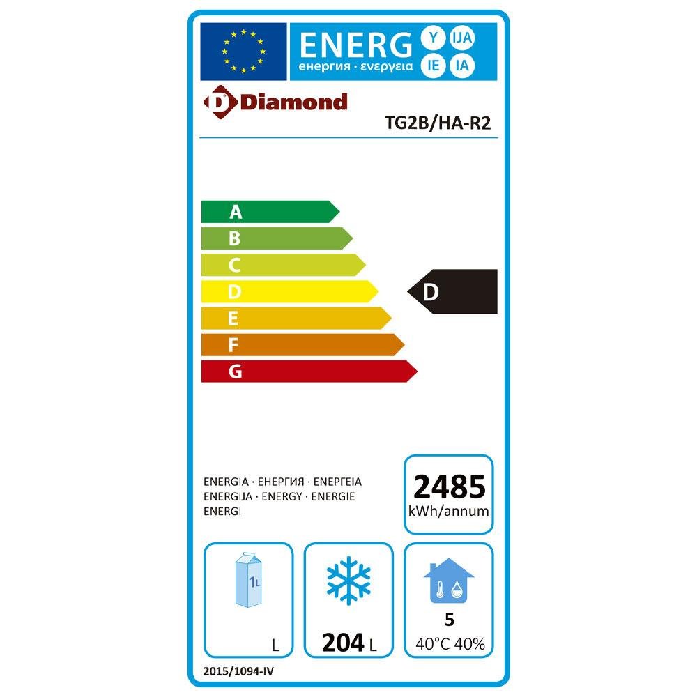 TG2B/HA-R2 | Wand  diepvriestafel, geventileerd, 2 deuren GN 1/1, 260 liter