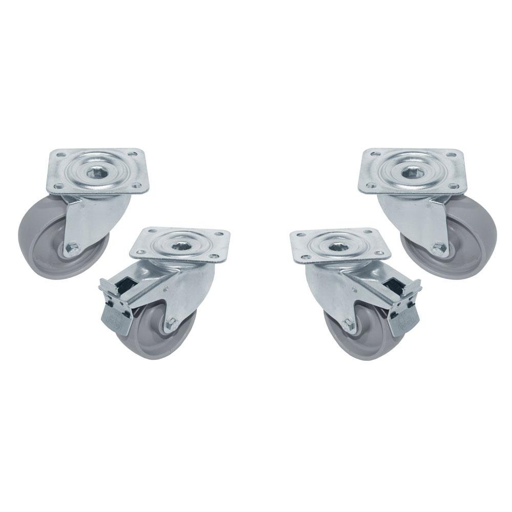 RTG4-P9 | Kit van 4 "verzinkte" zwenkwielen voor tafels, 2 met rem