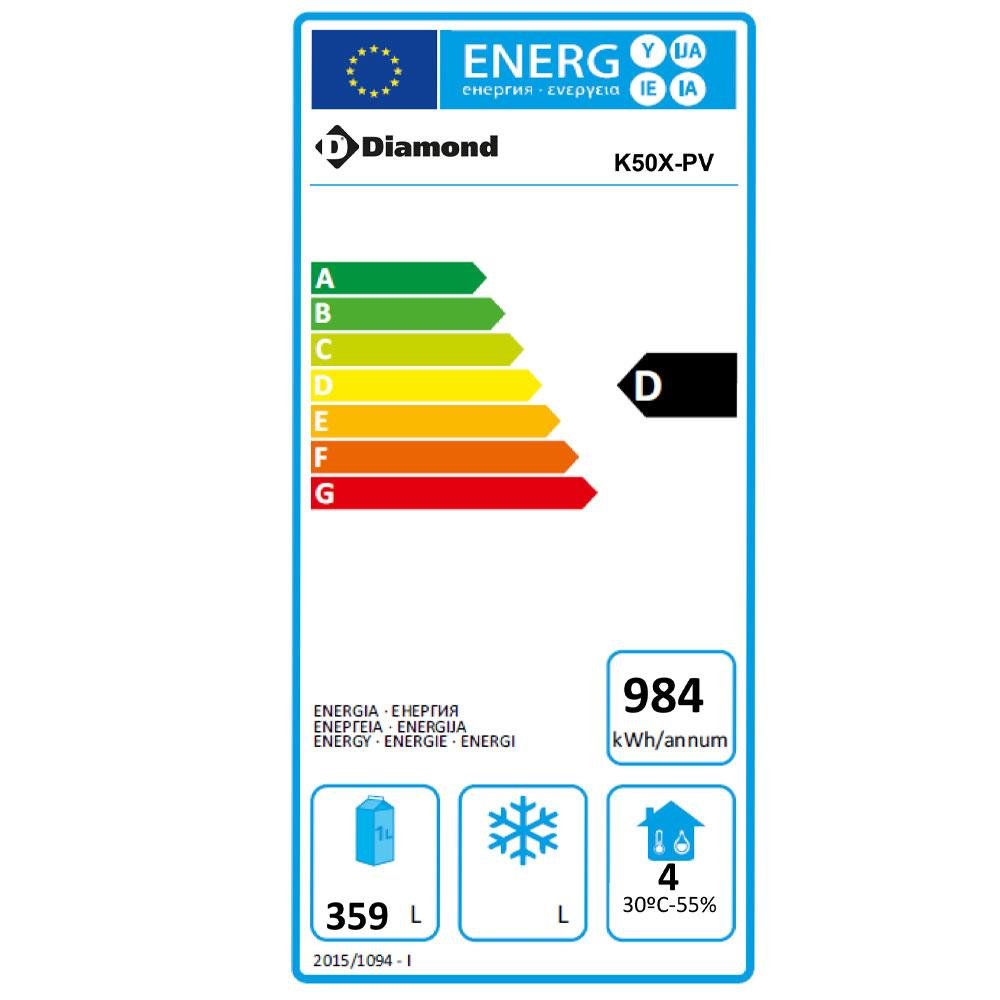 K50X-PV | Armoire frigorifique 20x EN 600x400, ventilé (500 Lit.) - Acier inox