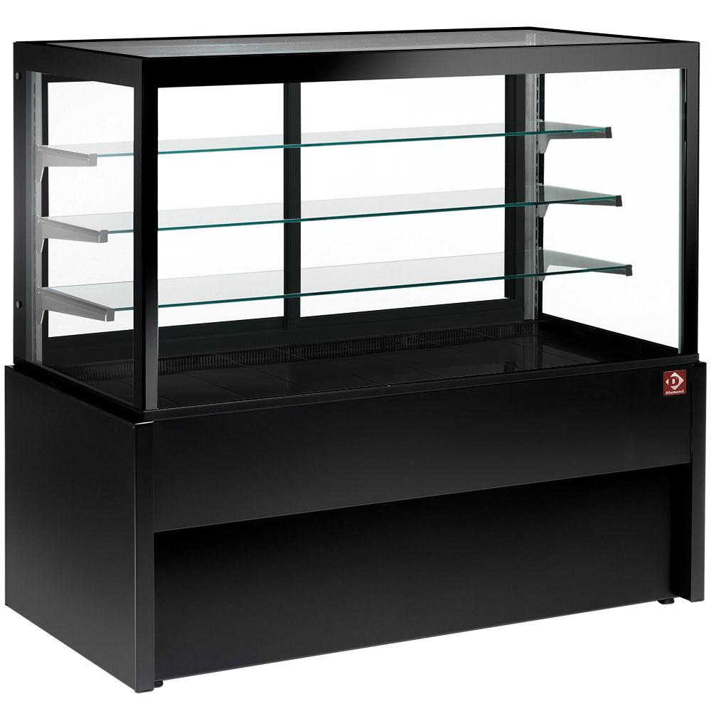 CB10HT-B9-P | Comptoir vitrine panoramique, chauffante, 4 niveaux, sans réserve - NOIR