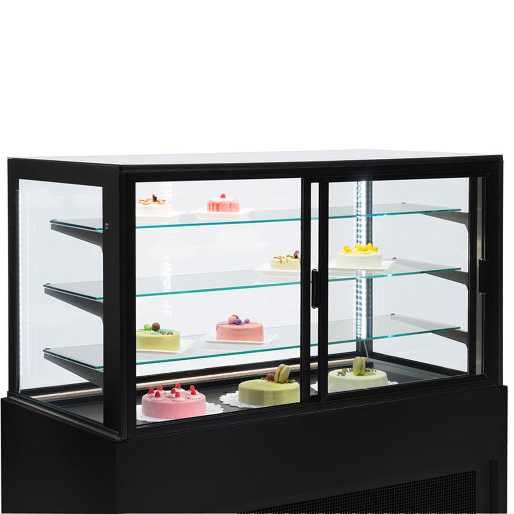 CB12V-B9/P2 | Comptoir vitrine panoramique, ventilé, 4 niveaux, sans réserve - NOIR