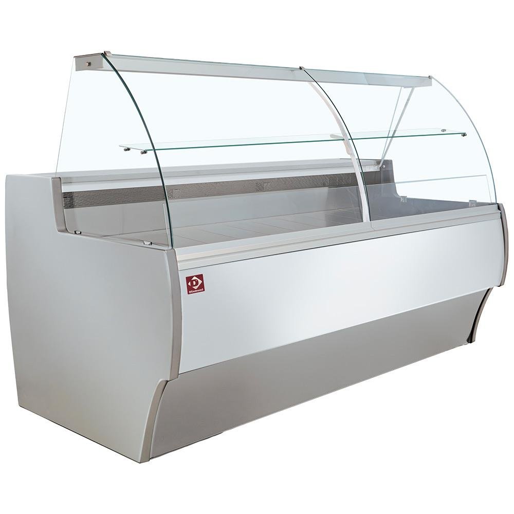 MA25/E8-R2V | Comptoir vitrine réfrigéré à vitre bombée, ventilé, avec réserve - GRIS/BLANC
