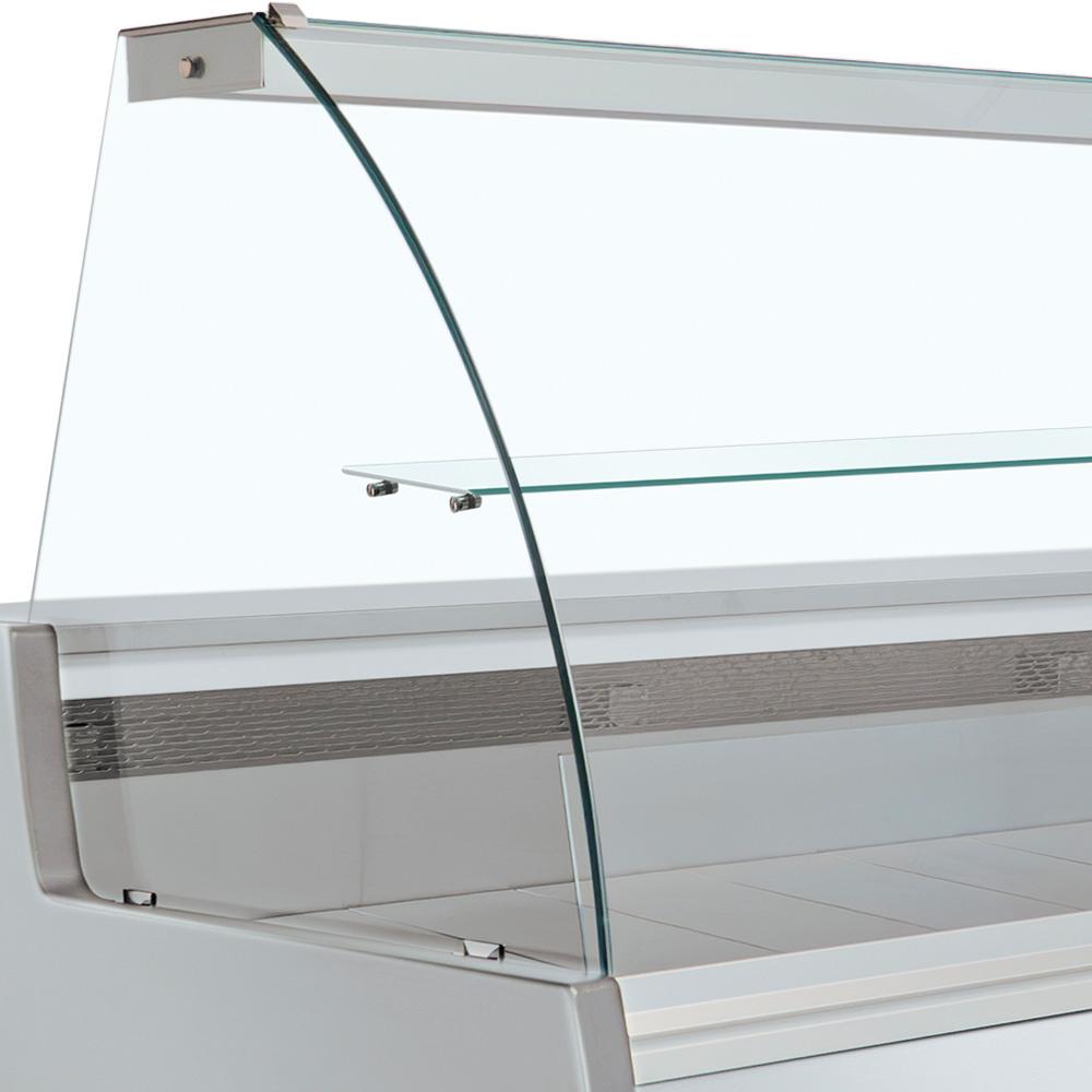 MA25/E8-R2V | Comptoir vitrine réfrigéré à vitre bombée, ventilé, avec réserve - GRIS/BLANC