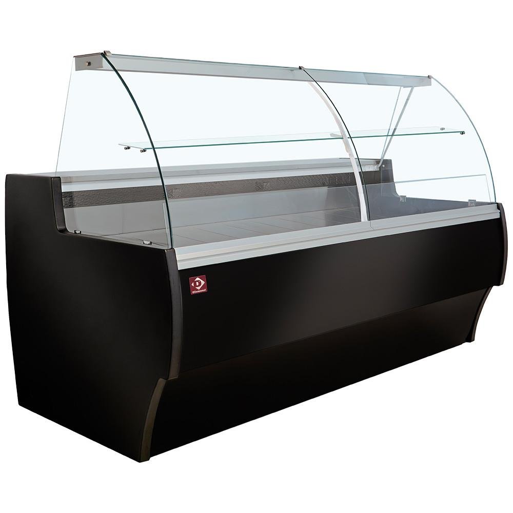 MA30/B5-R2V | Comptoir vitrine réfrigéré à vitre bombée, ventilé, avec réserve - NOIR