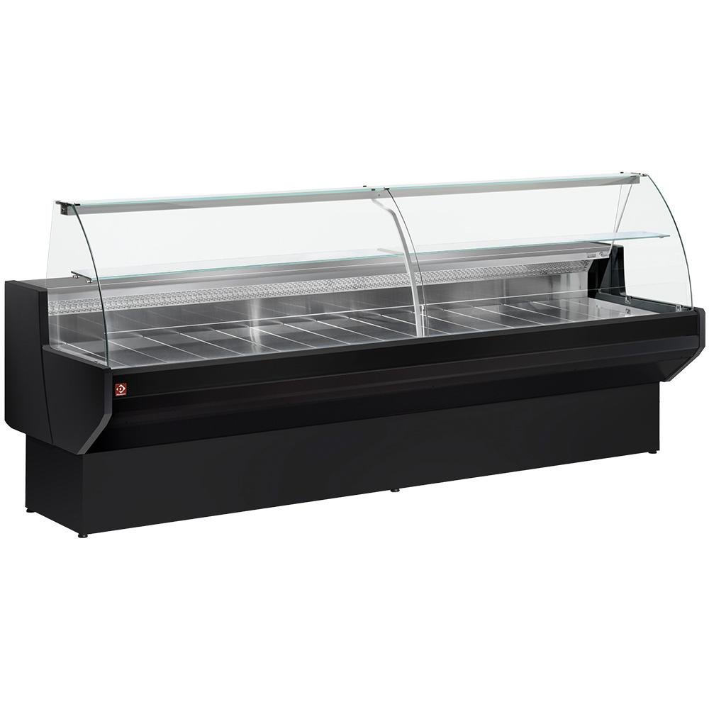 ML10/B5-VV/R2 | Comptoir vitrine réfrigéré à vitre bombée, ventilé, avec réserve - NOIR
