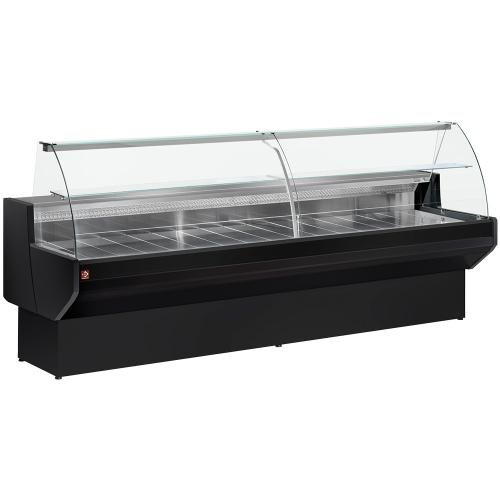 ML20/B5-R2 | Comptoir vitrine réfrigéré à vitre bombée, avec réserve - NOIR