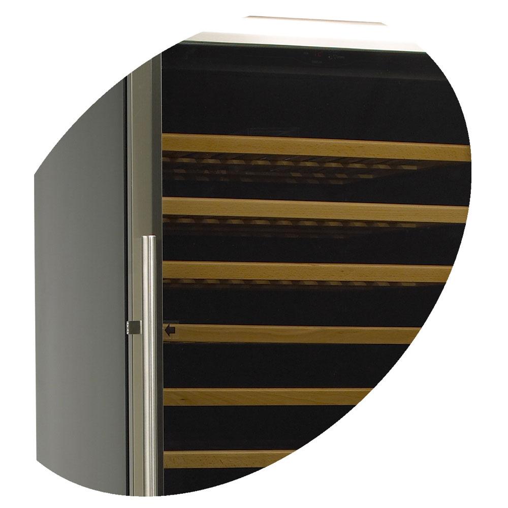 WCB/38-XS | Wijnkast vitrine, geventileerd, roestvrijstalen deur, 375 Lt., BLACK