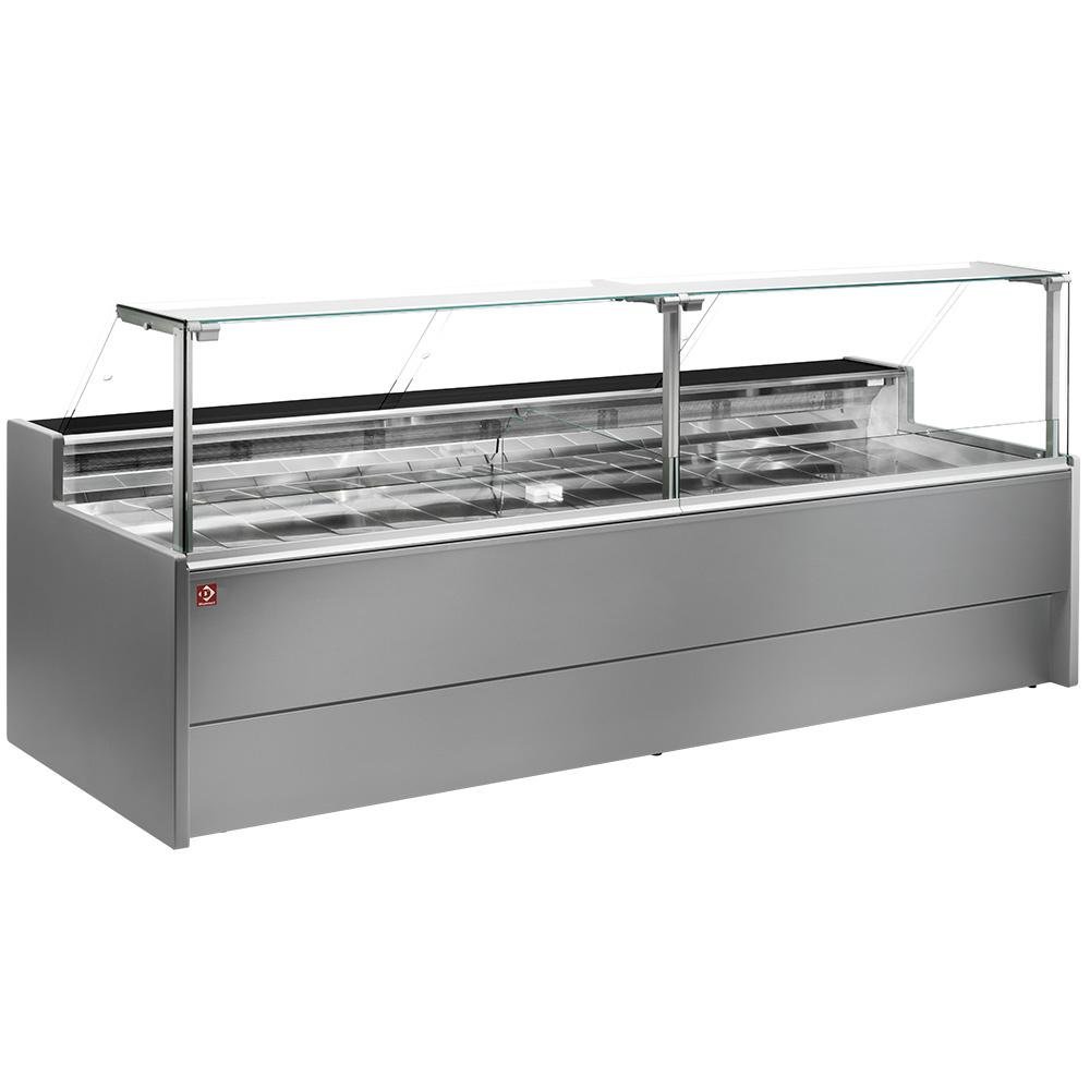 VZ30/G8-VR2 | Geventileerde gekoelde vitrinetoonbank- met recht frontglas 90° met reserve - GRIJS