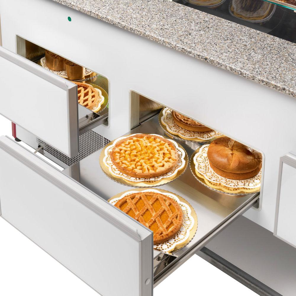 VE14/B5-R2P | Gekoelde vitrinetoonbank, statisch,  ladensysteem, zonder reserve - ZWART