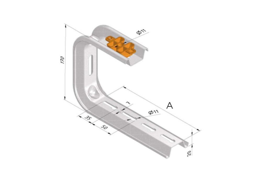 CSS-8214-000 | ETRIER EN C OMEGA 170X300MM ULTRA GALVA