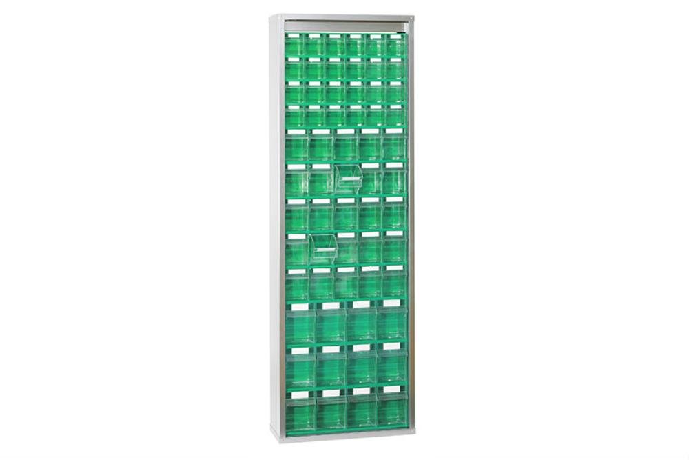 STR-7100-040 | METALEN WANDKAST 665X250X2000MM INCL. 61 KANTELBAKJES - SERIE 7000