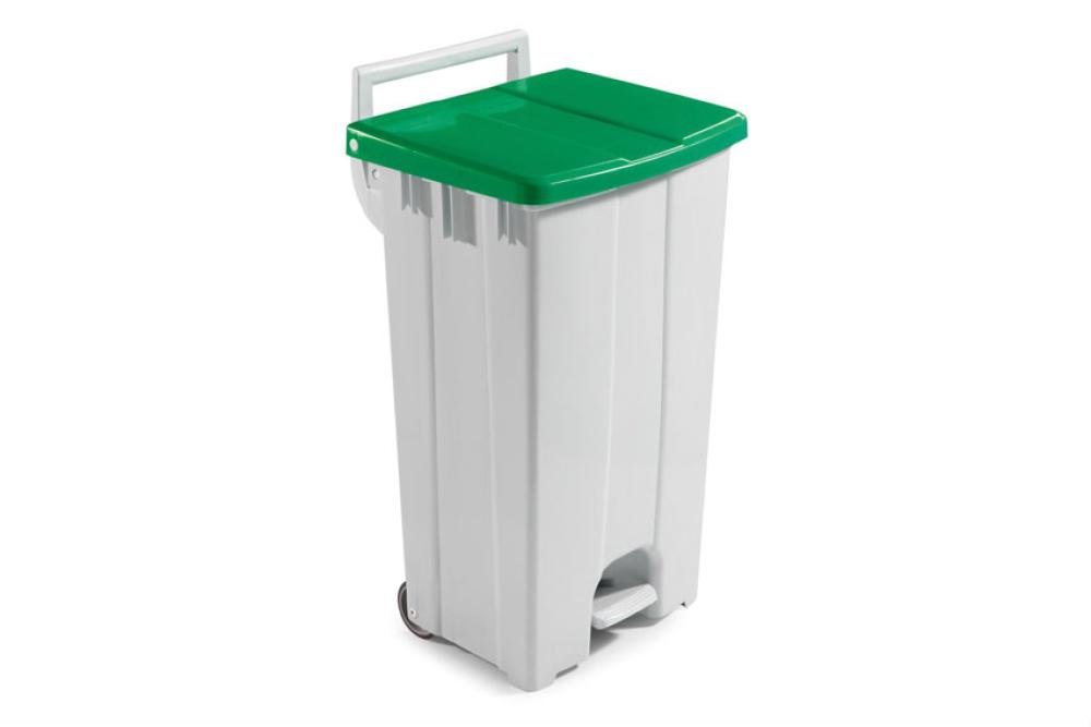 WPP-0090-040 | POUBELLE AVEC COUVERCLE COLORE - 90 L AVEC PEDALE ET 2 ROUES