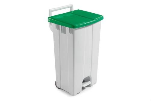 WPP-0090-040 | POUBELLE AVEC COUVERCLE COLORE - 90 L AVEC PEDALE ET 2 ROUES