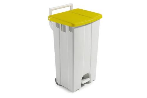 WPP-0090-080 | POUBELLE AVEC COUVERCLE COLORE - 90 L AVEC PEDALE ET 2 ROUES