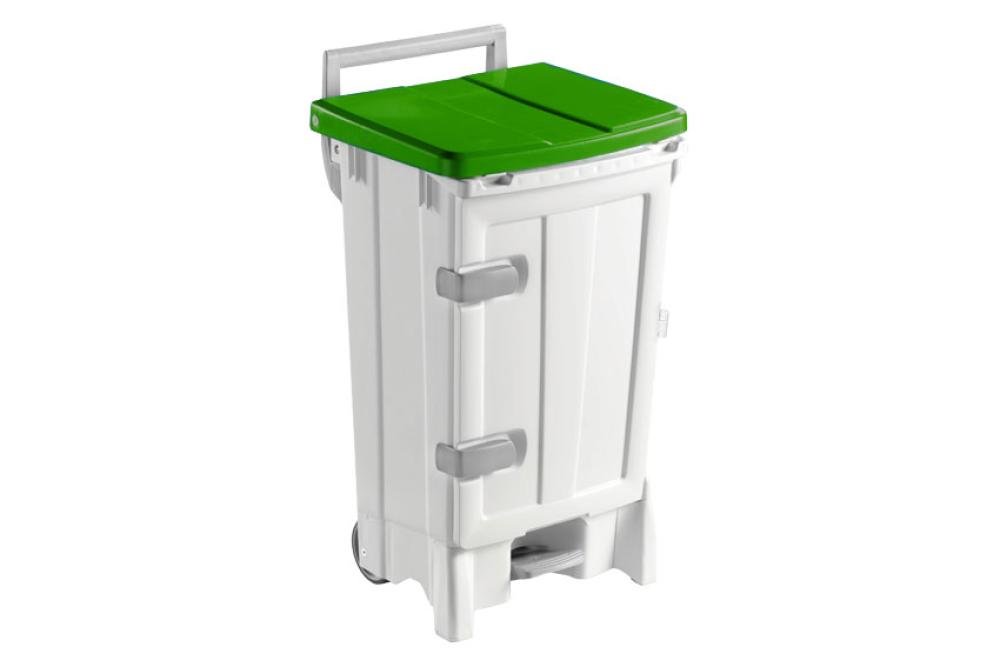 WPP-1090-040 | POUBELLE MOBILE A PEDALE & PORTE - 90 L SUR ROUES