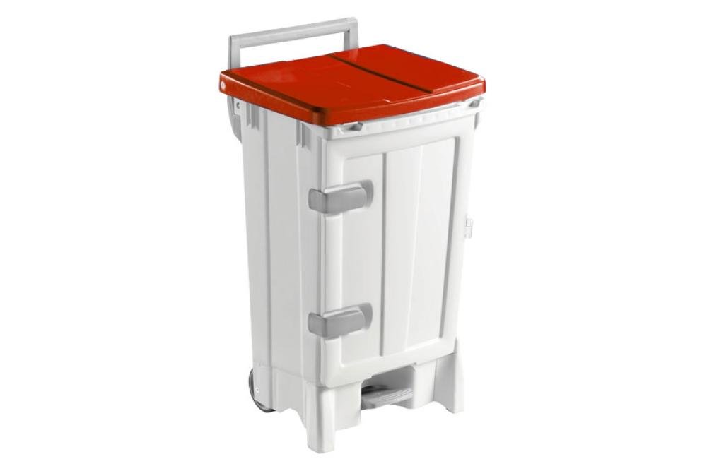 WPP-1090-070 | POUBELLE MOBILE A PEDALE & PORTE - 90 L SUR ROUES